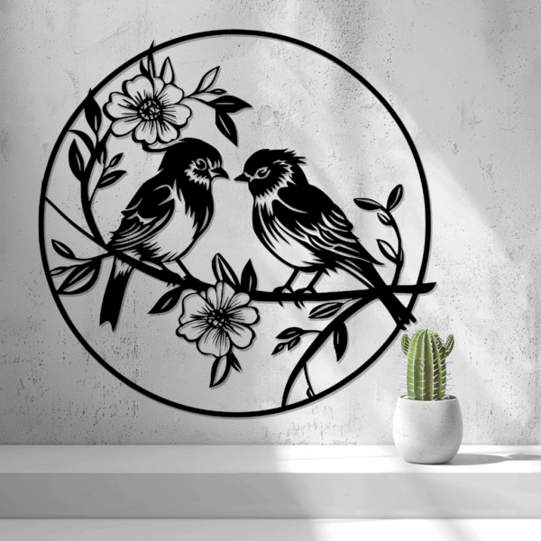 2D Birds with Flowers Wall Art