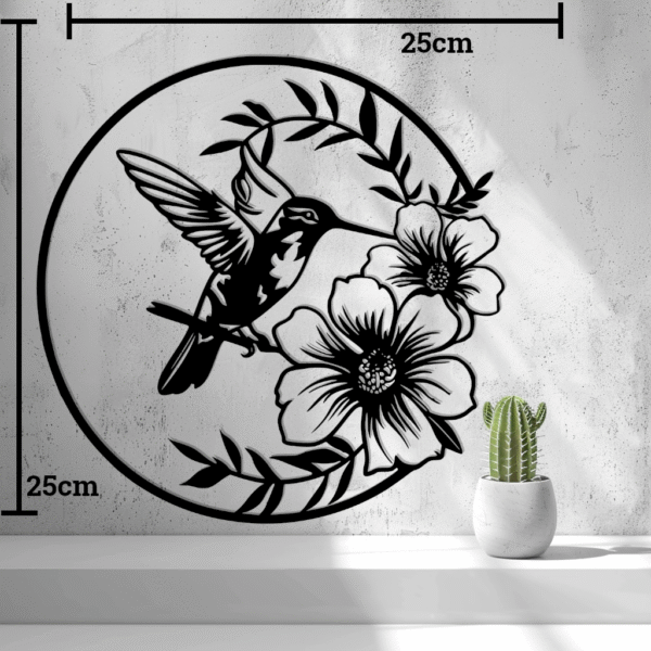 2D Hummingbird with Flowers Wall Art - Image 3