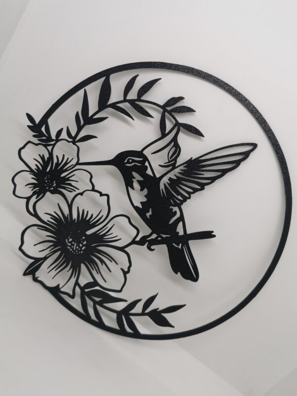 2D Hummingbird with Flowers Wall Art - Image 2